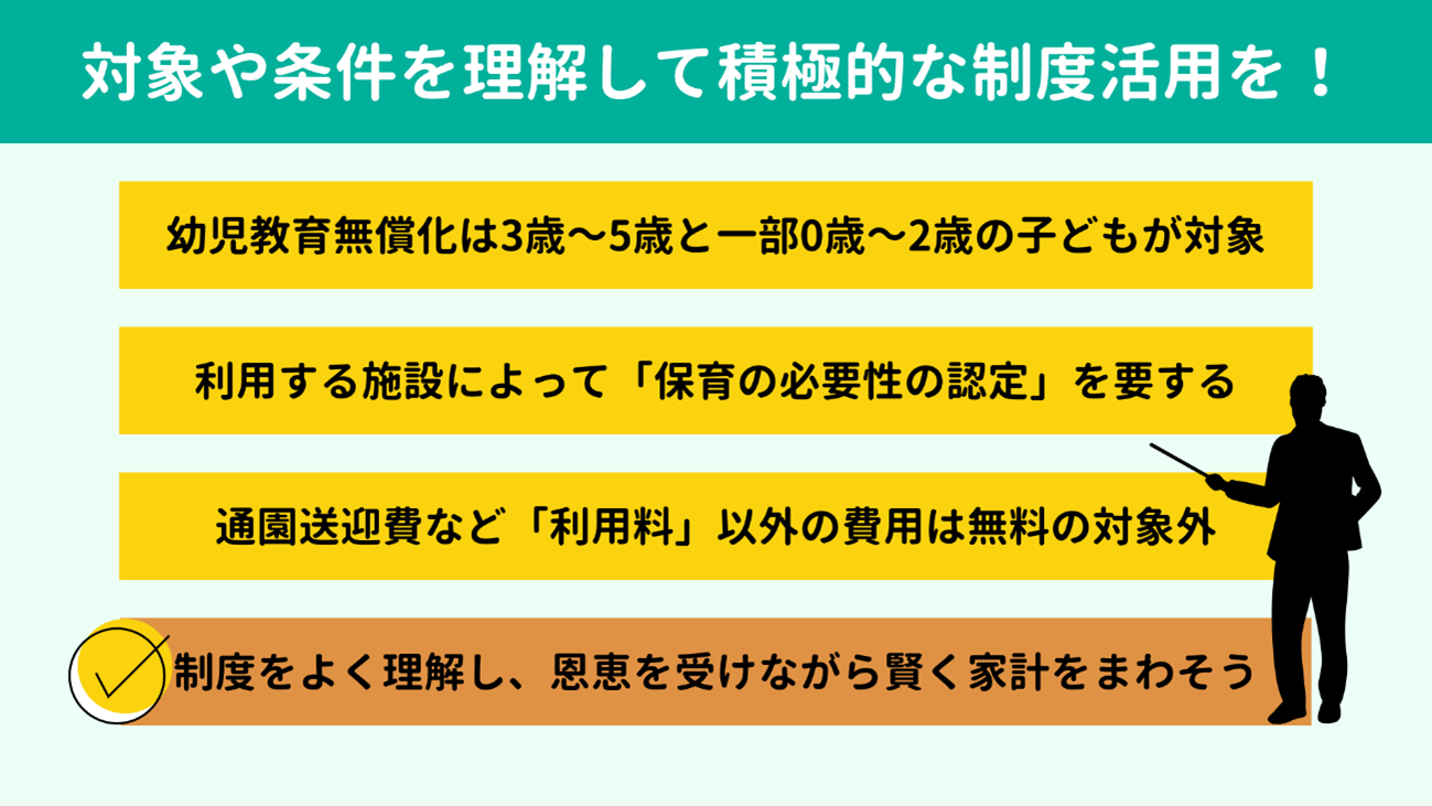 対象や条件を理解して積極的な制度活用を! 対象や条件を理解して積極的な制度活用を!