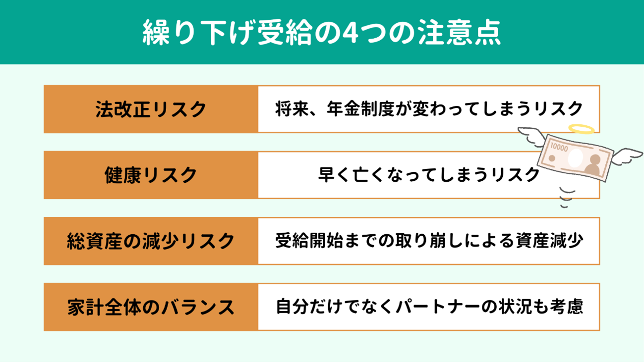 年金を繰り下げ受給するなら知っておきたい4つの注意点