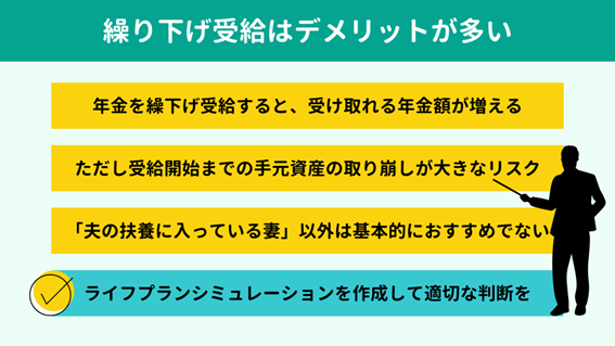 基本的には繰り下げ受給はデメリットが多い選択