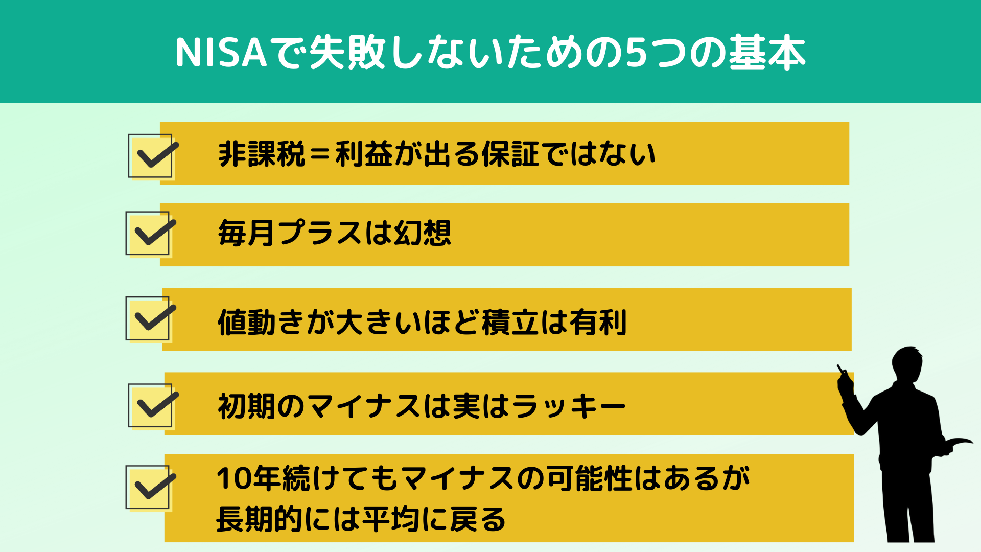 NISA�Ŏ��s���Ȃ����߂ɏ��S�҂���������ׂ�5�̊�{