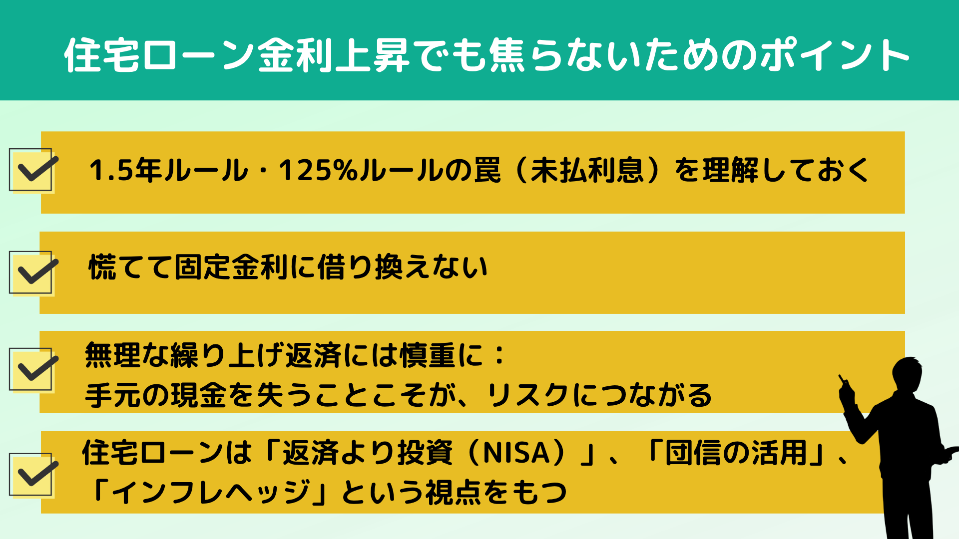 住宅ローン金利上昇でも焦らないためのポイント