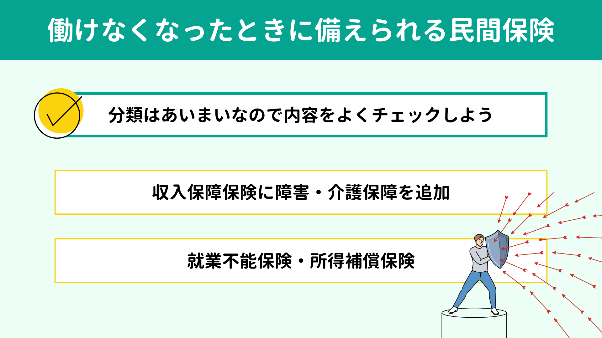 働けなくなったときに備えられる民間保険 働けなくなったときに備えられる民間保険